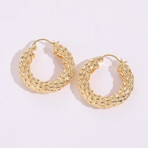 Orecchini a Cerchio Twist in Rame Placcato Oro 14K Per Donna Orecchini Spessi a Trama Intrecciata Con Silver Earring Post Gioielli Eleganti