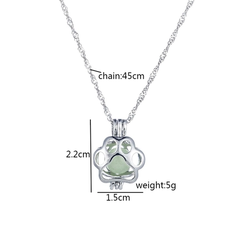 Halloween Leuchtende Pfote Anhänger Halskette Im Dunkeln Leuchten Hohl Tier Fußabdruck Legierung Wasserwellenkette Schmuck Für Damen Herren