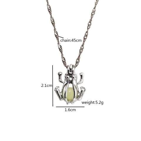 Collana Con Pendente a Forma di Rana Scarabeo in Lega Pietra Fluorescente Brilla Al Buio Gioielli Per Halloween Unisex