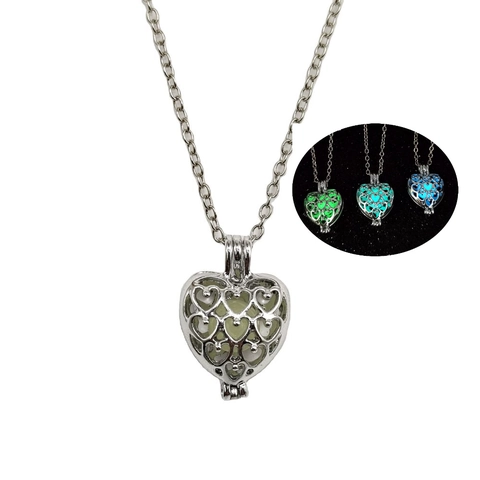 Vintage Leuchtende Hohl Herz Anhänger Halskette Legierung Galvanisiert Glow In The Dark Halskette Für Damen Herren Halloween Party Geschenk