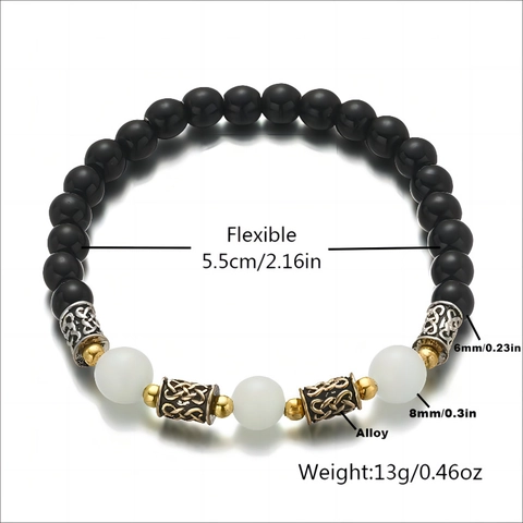 Bracciale di Perline Luminose Nodo Celtico Retrò per Donna Uomo Lega Agata Bagliore nel Buio Braccialetto Elastico Gioielli Regalo