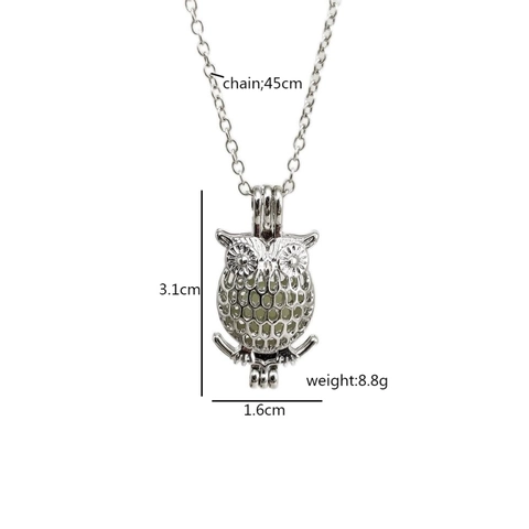 Hollow Owl Luminous Pendant Necklace Glow In The Dark Alloy Animal Necklace For Unisex Halloween Jewelry Gift