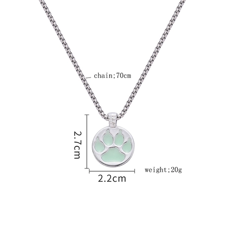 Collana con Ciondolo a Forma di Zampa di Orso Luminosa per Donna Uomo Lega Artiglio di Animale Fluorescente al Buio Catena Lunga Gioielli alla Moda