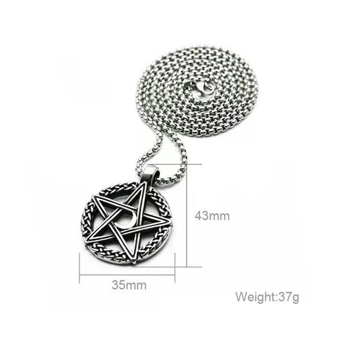 Collana con Pendente Pentagramma Luna Luminosa Retro Lega Acciaio Inossidabile Bagliore al Buio Nodo Celtico Gioielli Regalo Uomo