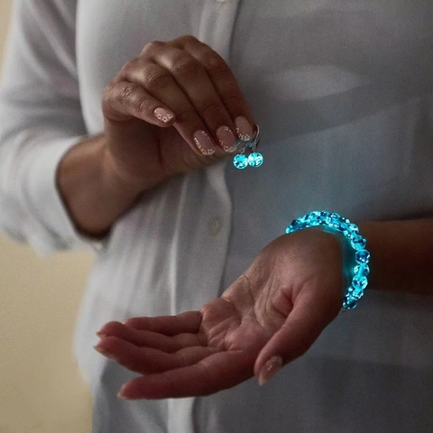 Luminous Lampwork Glass Beaded Bracelet Glow In The Dark Starry Sky Gold Sand Healing Crystal Bracelet For Women Men