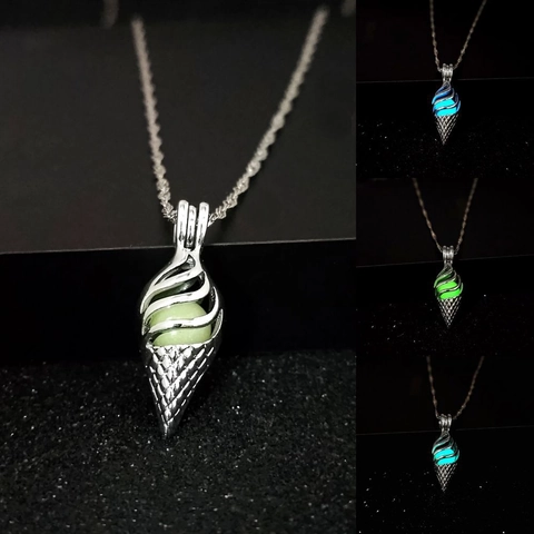 Leuchtende Eistüte Anhänger Halskette Legierung Hohl Conch Muschel Leuchten Im Dunkeln Kette Für Damen Party Schmuck