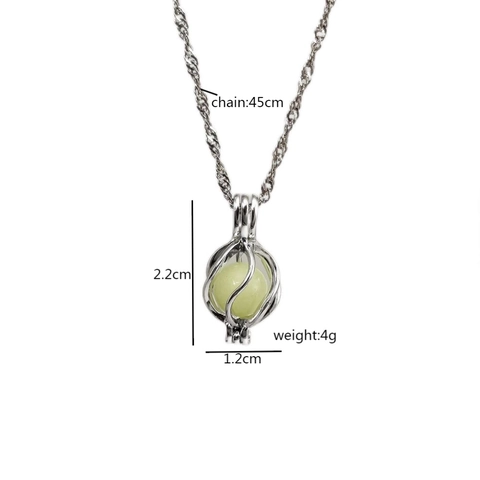 Leuchtende Hohl Planet Käfig Anhänger Halskette Glühen Im Dunkeln Schmuck Damen Nachtlicht Fluoreszierender Stein Geschenk