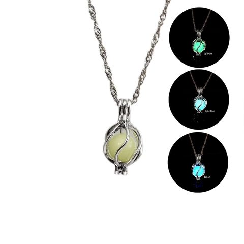 Leuchtende Hohl Planet Käfig Anhänger Halskette Glühen Im Dunkeln Schmuck Damen Nachtlicht Fluoreszierender Stein Geschenk