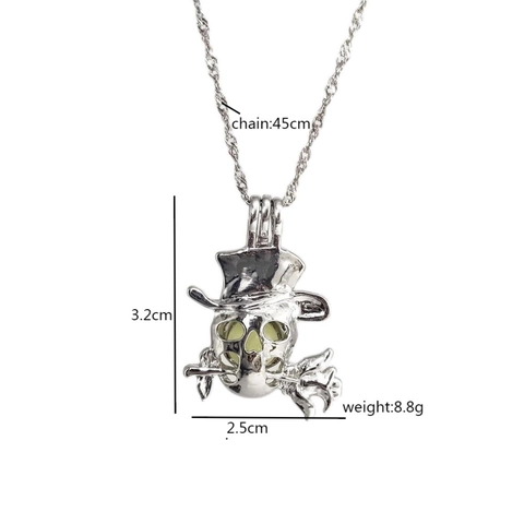 Lichtgevende Holle Schedel Roos Hanger Ketting Gothic Punk Halloween Sieraden Legering Gloeiende Skelet Hoed Kettingen