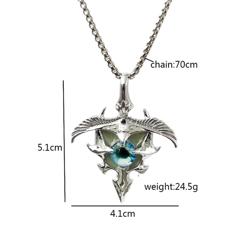 Luminous Punk Eagle Wing Eye Pendant Necklace Alloy Gothic Glow In The Dark Animal Bird Jewelry For Men Women Daily Party