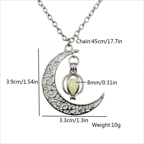 Leuchtende Sichelmond Kürbis Anhänger Halskette Legierung Glühen Im Dunkeln Hohl Halloween Vintage Schmuck Unisex