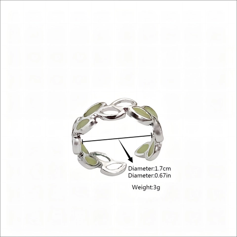 Anello Aperto a Forma di Ramo di Foglia Luminoso Bagliore nel Buio Lega di Zinco Anello Regolabile per Halloween Festa Gioielli Unisex Regalo