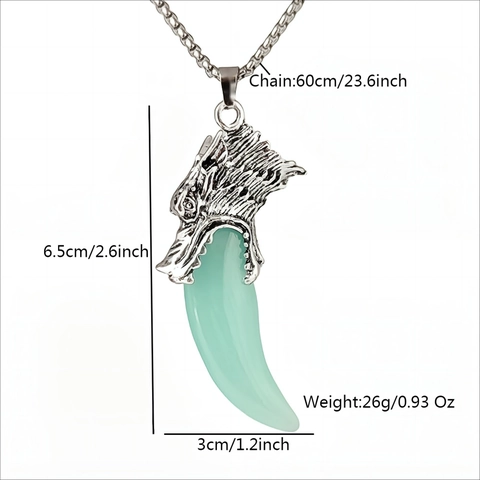 Collana con Pendente Lupo Dente Luminoso Uomo Retrò Lega di Zinco Fluorescente al Buio Collana Animale per Gioielli Uomo Regalo
