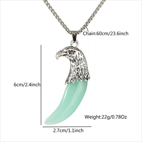 Collana con Pendente Testa di Aquila in Lega di Zinco Vintage Dente di Lupo Luminoso Retro Punk Gioielli da Uomo Regalo