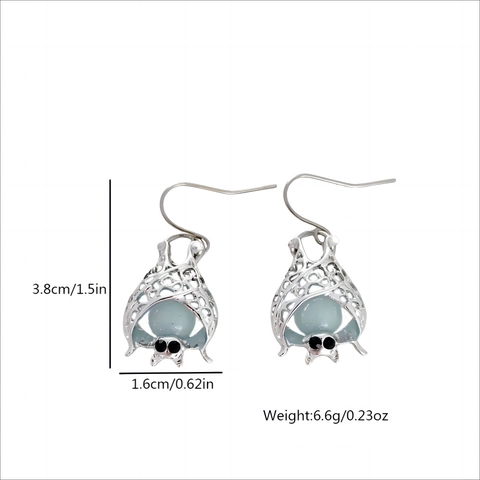Gothic Luminous Bat Drop Earrings For Halloween Party Unisex Hollow Zinc Alloy Glow In The Dark Animal Ear Hooks Jewelry
