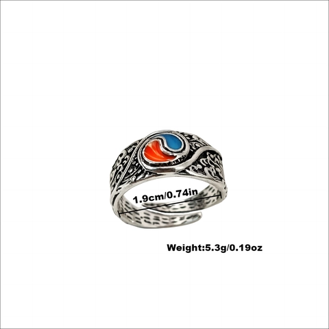 Vintage Zinc Alloy Tai Chi Luminous Ring For Men Women Retro Embossed Relief Adjustable Open Finger Ring Glow In The Dark Jewelry