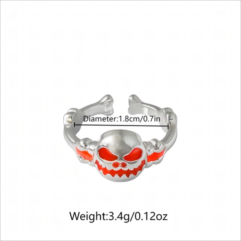 Punk Gothic Lichtgevende Schedel Pompoen Open Ring Halloween Lichtgevend In Het Donker Verstelbare Zinklegering Ring Mode Sieraden Cadeau