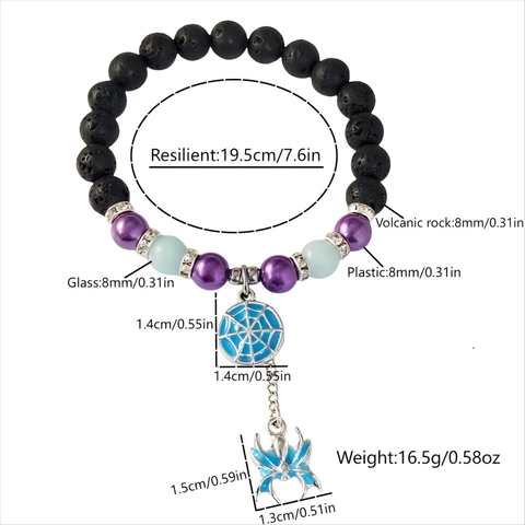 Halloween Luminous Spider Bracelet Volcanic Stone Alloy Artificial Pearl Glow In The Dark Gothic Beaded Bracelet Party Jewelry