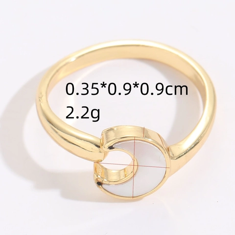 Anillos de Cobre Bañados en Oro de 14K Vintage Francés para Mujer Minimalista Corazón Luna Nácar Incrustado Joyería