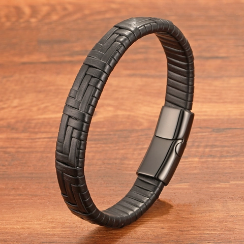 Multi-layer Hand-woven Leather Punk Bracelet For Men Women Stainless Steel Magnetic Clasp Retro Braided Casual Jewelry Gift