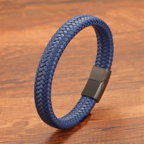 Braided Leather Bracelet With Stainless Steel Magnetic Clasp Minimalist Fashion Jewelry For Men Women Daily Casual Accessory