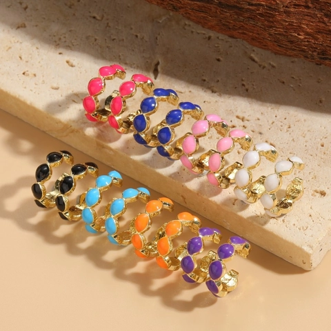 Minimalistische 14 Karat Vergoldete Kupfer Emaille Geometrische Ohrklemmen Für Damen Mode Bunte Tropföl Ohrclips Schmuck