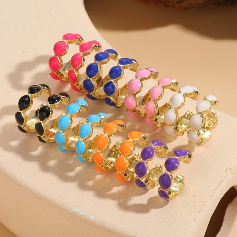 Minimalistische 14 Karat Vergoldete Kupfer Emaille Geometrische Ohrklemmen Für Damen Mode Bunte Tropföl Ohrclips Schmuck