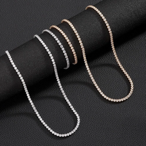Collana a Catena Tennis in Lega Hip Hop Unisex Iced Out Bracciale a Maglia Cubana con Strass a Filo Singolo Gioielli Moda