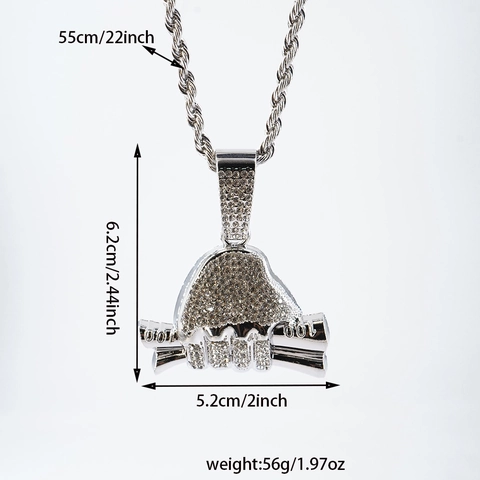 Hip Hop Iced Out Hand die Geldrol Vasthoudt Hanger Ketting Zinklegering Strass Touwketting Sieraden Voor Heren Dames