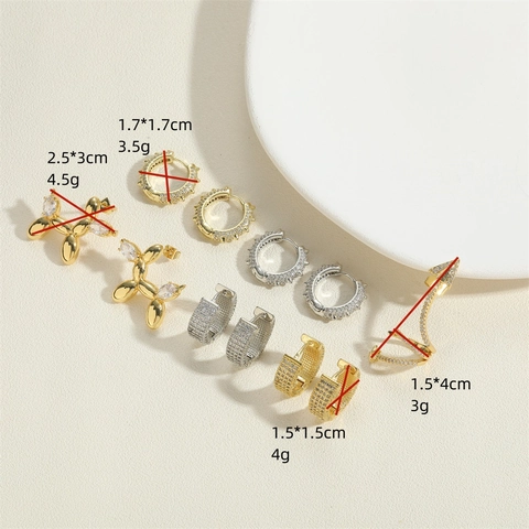 Trendy Copper 14K Gold Plated Zirconia Earrings For Women Minimalist Balloon Dog Studs Spiked Hoop Earrings Arrow Ear Cuff Jewelry