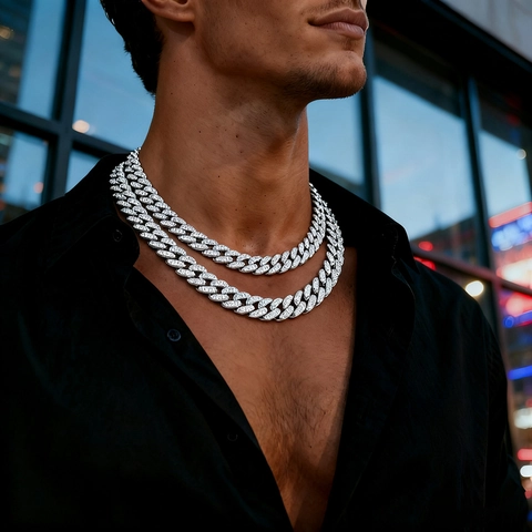 Hip Hop Iced Out Cuban Link Chain Necklace For Men Alloy Zirconia Rhinestone Punk Gold Silver Rose Gold Jewelry