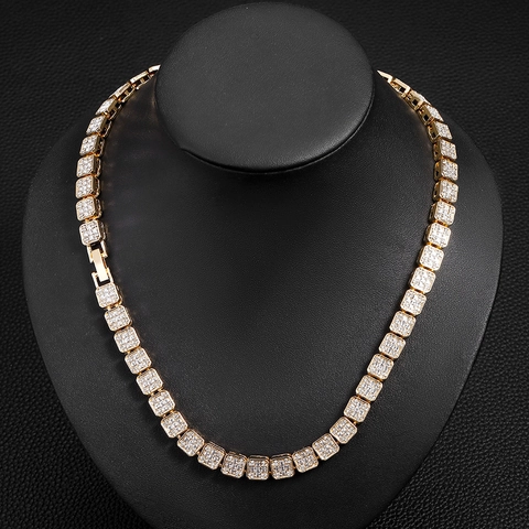 Collana Hip Hop in Lega Con Strass Iced Out Maglia Cubana per Uomo Donna Gioielli Choker a Maglie Quadrate Accessori per Feste