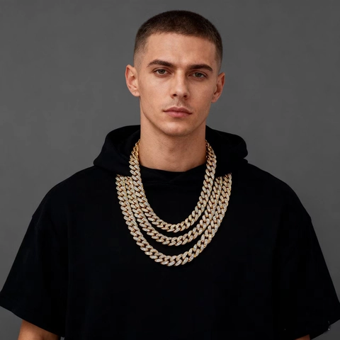 Hip Hop Pave Rhinestone Cuban Link Chain Necklace Bracelet Alloy Iced Out Punk Jewelry For Men Party Fashion Accessory