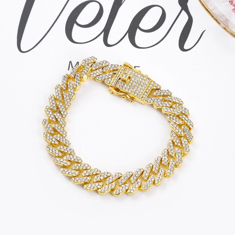 Hip Hop Pet Collar Cuban Link Chain Rhombus Iced Out Full Rhinestone Zinc Alloy Pet Necklace For Cats Dogs Gold Silver Jewelry
