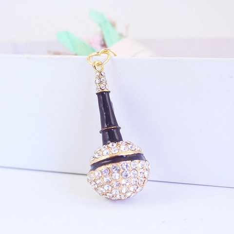 Kreatives Retro Mikrofon Schlüsselanhänger Zinklegierung Strass Emaille Anhänger Musik Mikrofon Tasche Aufhängen Schmuck Geschenk