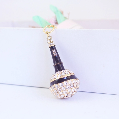 Kreatives Retro Mikrofon Schlüsselanhänger Zinklegierung Strass Emaille Anhänger Musik Mikrofon Tasche Aufhängen Schmuck Geschenk