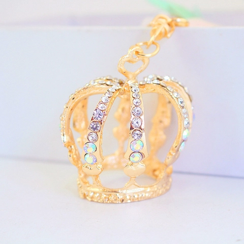 Portachiavi Corona Alloro con Strass per Donna Lussuoso Ciondolo Cuore in Lega di Zinco Oro Accessorio Borsa Portachiavi Auto Decorativo Regalo