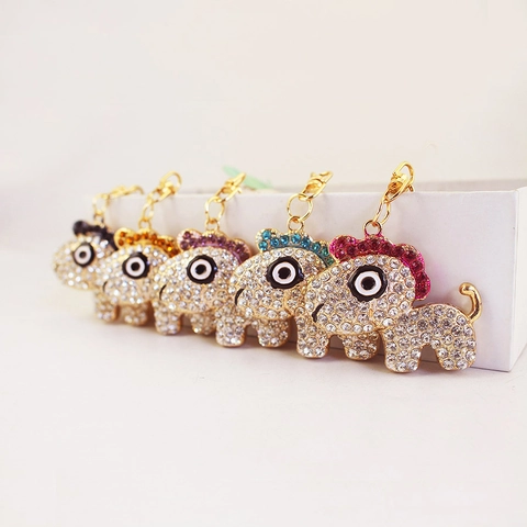 Portachiavi con Animale Mostro Colorato con Strass in Lega di Zinco Oro Intarsiato con Cristallo Pendente per Borsa Accessorio per Donna Ragazza Regalo