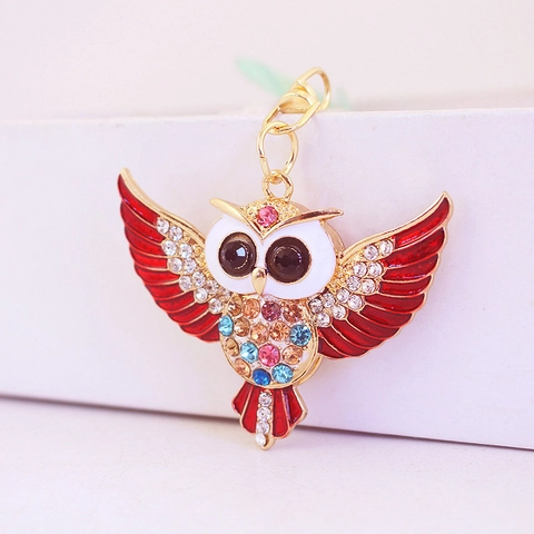 Kreativer Eule Schlüsselanhänger Zinklegierung Strass Emaille Tier Tasche Anhänger Für Damen Mädchen Dekoratives Geschenk