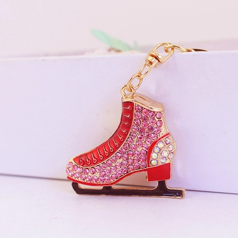 Schlittschuh Schlüsselanhänger Zinklegierung Strass Sportstiefel Tasche Anhänger Deko Geschenk Für Damen Mädchen