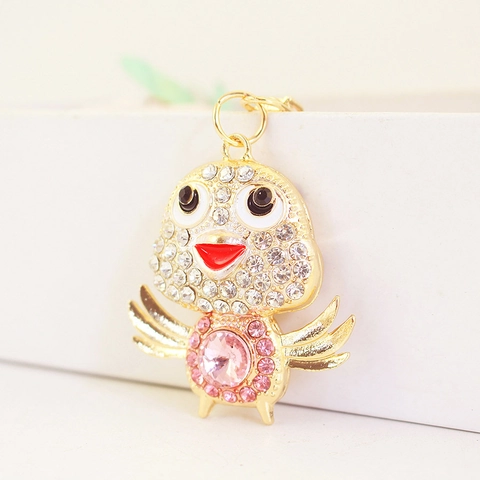 Simpatico Portachiavi a Forma di Pulcino in Lega di Zinco Con Strass Luccicanti Pendente Dorato Ciondolo da Borsa Gioielli Donna Regalo