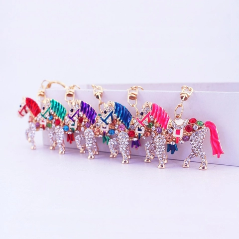 Simpatico Portachiavi a Forma di Cavallo Con Strass per Donna Pendente a Forma di Pony in Smalto in Lega di Zinco Portachiavi in Metallo