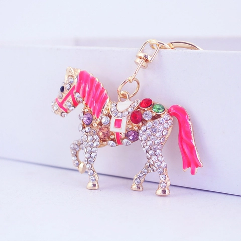 Simpatico Portachiavi a Forma di Cavallo Con Strass per Donna Pendente a Forma di Pony in Smalto in Lega di Zinco Portachiavi in Metallo
