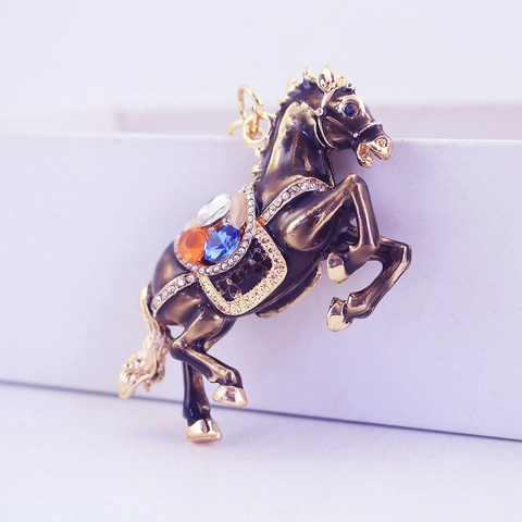 Simpatico Portachiavi a Forma di Cavallo Pegaso in Smalto Lega di Zinco Pendente in Metallo Con Decorazione in Strass Scintillanti Portachiavi Creativo Per Borsa Donna Uomo Regalo