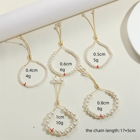 Fashion Adjustable Copper Gold Plated Artificial Pearl Bracelet For Women Elegant Minimalist Jewelry Hand Chain Gift