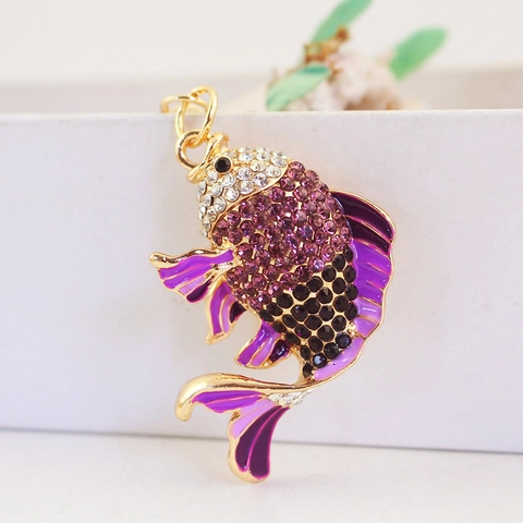 Simpatico Portachiavi a Forma di Pesce Koi con Strass Ciondolo in Metallo Animale per Donna Accessori per Borse Fortuna Pesce in Lega di Zinco Oro