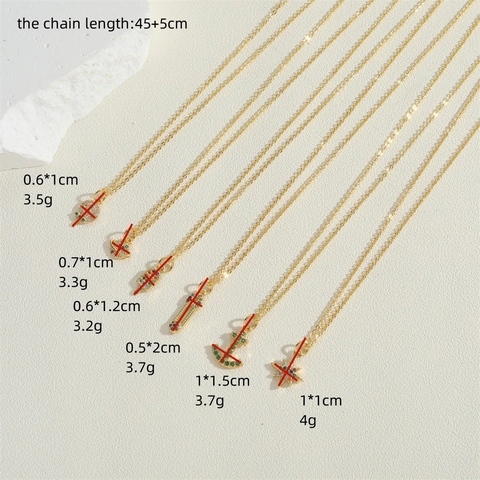Gold Plated Copper Colorful Zirconia Pendant Necklace For Women Fashion Lollipop Planet Star Anchor Safety Pin Jewelry Gift