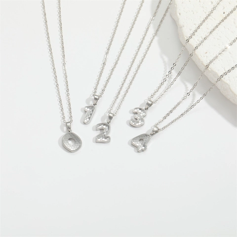 Minimalistische Kupfer Versilbert Zahlenanhänger Halskette Für Damen Vintage Kleine Zierliche Digitale Schlüsselbeinkette Schmuck