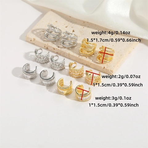 Pendientes de Oreja Vintage de Varias Capas Geométricos de Cobre Zirconia Lujo Oro Plata Perlas Artificiales Joyería de Fiesta para Mujer