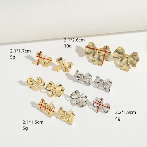 Pendientes de Botón de Lazo de Cobre de Moda para Mujer Chapados en Oro de 14K Minimalistas Pulidos Pendientes de Lazo Joyería Elegante Regalo